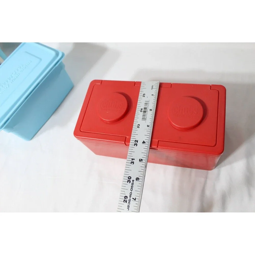 Vtg Chubs Baby Wipes Red Stackable Block Storage Container EMPTY 8”